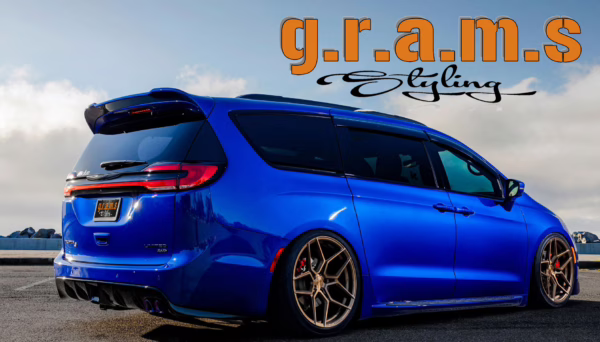 Chrysler Pacifica Roof Spoiler Clinched Style available in carbon fiber, fiberglass, or carbon kevlar for Mk2 model.