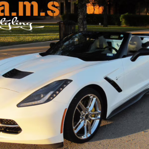 Chevrolet Corvette C7 side skirt extensions in carbon fiber, fiberglass, and carbon kevlar for Z06 and ZR1 models.