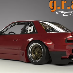 Nissan Silvia PS13 Ducktail Spoiler in carbon fiber with natural weave imperfections, ideal for paint spraying and wrapping.